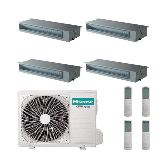 Hisense Climatizzatore Quadri Split Canalizzato con 4AMW105U4RA - Gas R-32 Inverter A++/A+ Wi-Fi Optional con Telecomando incluso