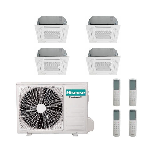 Hisense Climatizzatore Quadri Split a Cassetta con 4AMW105U4RA - Gas R-32 Inverter A++/A+ Wi-Fi Optional con Telecomando e Pannello incluso