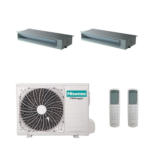 Hisense Climatizzatore Dual Split Canalizzato con 2AMW35U4RGC - Gas R-32 Inverter A++/A+ Wi-Fi Optional con Telecomando incluso
