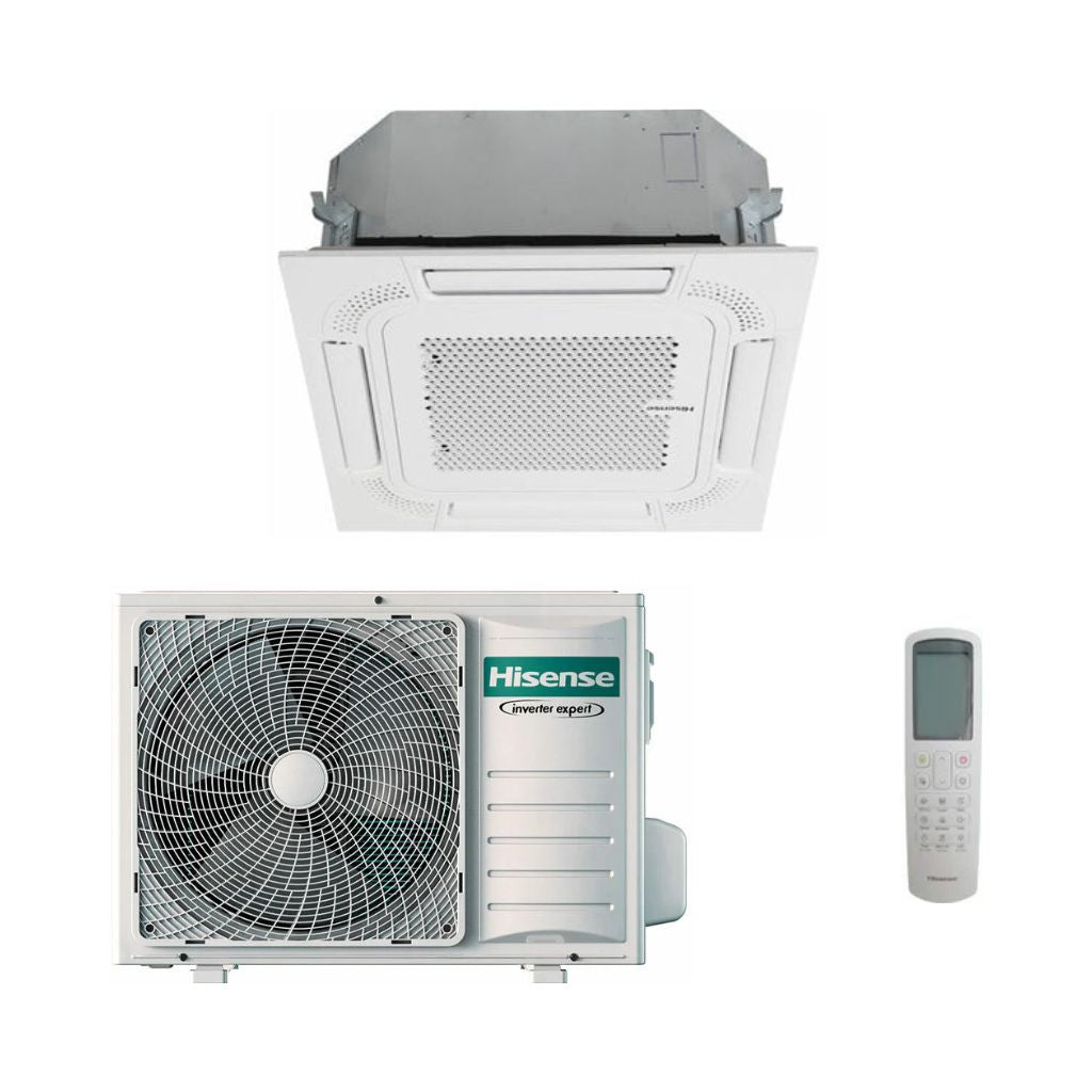Hisense Climatizzatore Cassetta Serie Turbo AUC - Trifase Gas R-32 Inverter A++/A+ Wi-Fi Optional con Telecomando e Pannello inclusi
