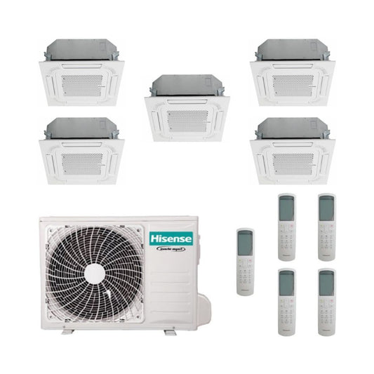 Hisense Climatizzatore Penta Split a Cassetta con 5AMW125U4RTA - Gas R-32 Inverter A++/A+ Wi-Fi Optional con Telecomando e Pannello incluso