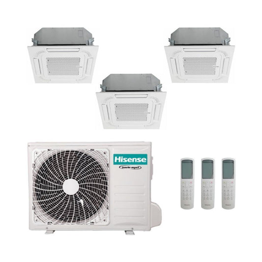 Hisense Climatizzatore Trial Split a Cassetta con 3AMW52U4RJA - Gas R-32 Inverter A++/A+ Wi-Fi Optional con Telecomando e Pannello incluso