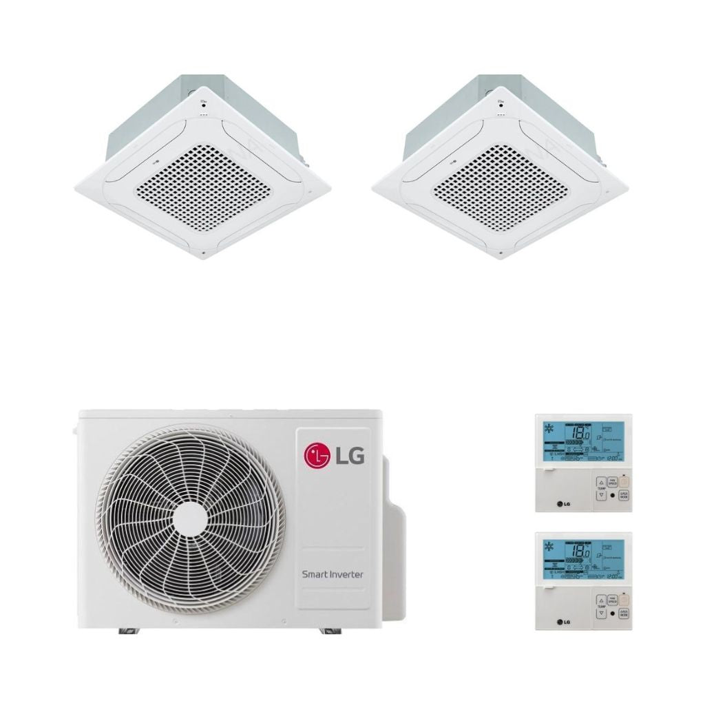 LG Climatizzatore Dual Split Cassetta a 4 Vie con MU3R19 - Gas R-32 Inverter A+++/A++ Wi-Fi Optional con Pannello e Comando inclusi