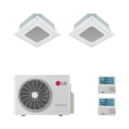 LG Climatizzatore Dual Split Cassetta a 4 Vie con MU2R15 - Gas R-32 Inverter A+++/A++ Wi-Fi Optional con Pannello e Comando inclusi