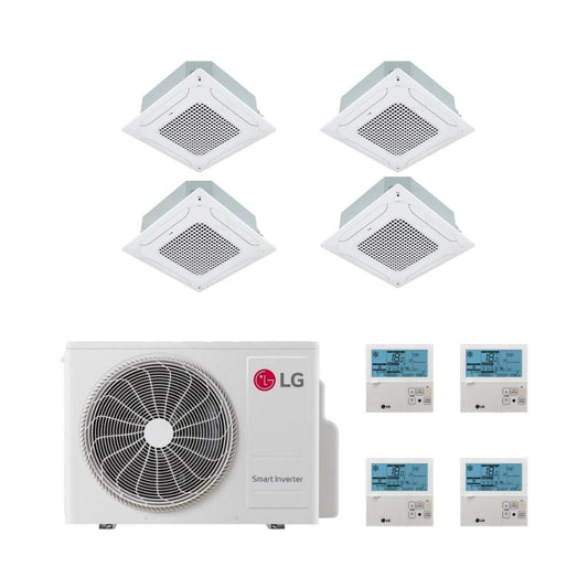 LG Climatizzatore Quadri Split Cassetta a 4 Vie con MU4R25 - Gas R-32 Inverter A++/A+ Wi-Fi Optional con Pannello e Comando inclusi